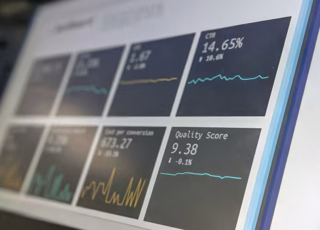 A reporting dashboard displayed on a laptop screen